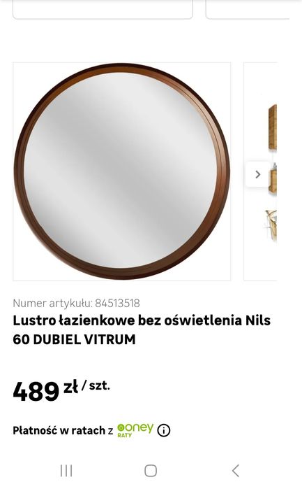 Lustro okrągłe drewno orzech 60x60 nils