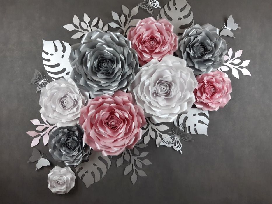 Róża 3D z papieru metalizowanego Chanel