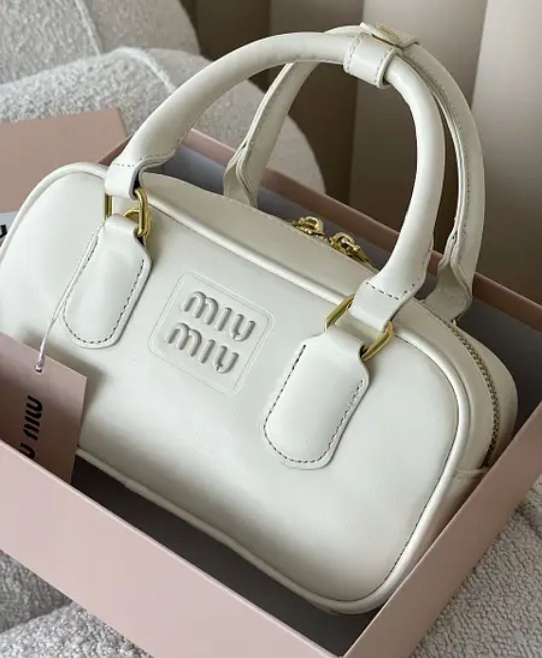 Сумочка  miu miu, шоколадна, біла