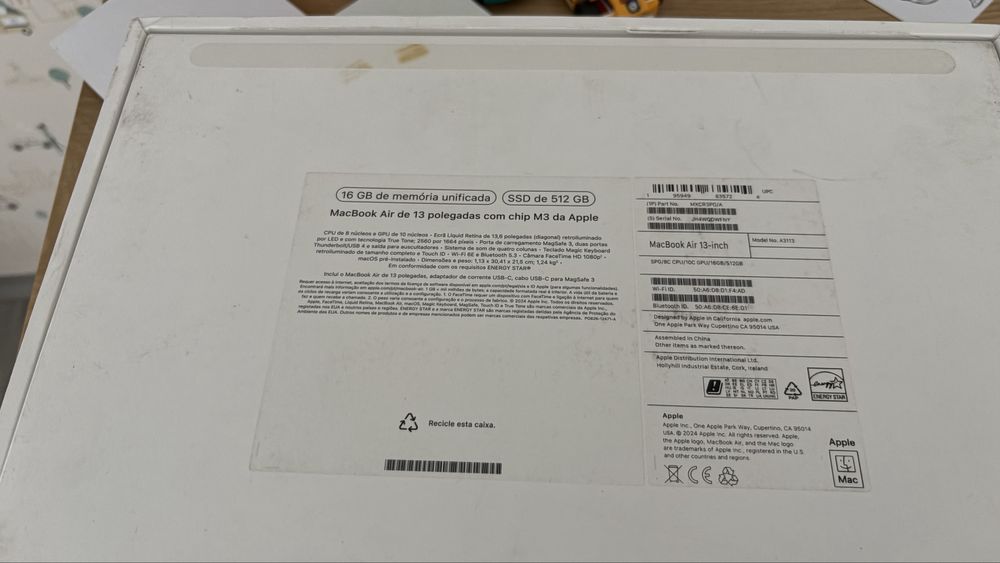 MacBook Air 13.6” 2024 M3, 16GB, 512GB