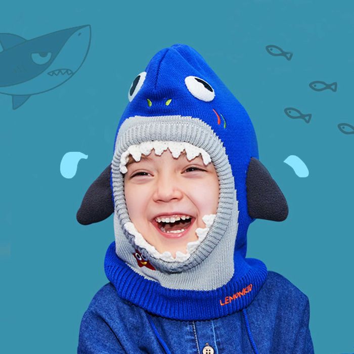 Зимняя шапка шлем Акулка для мальчика (балаклава шлем шапка) детская