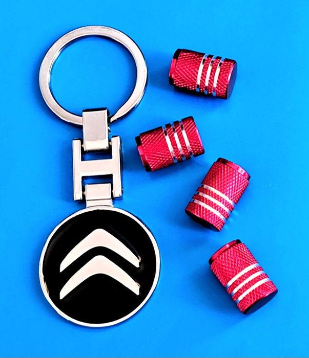 ** NOWY Brelok CITROËN + Nakrętki na wentyle czerwone komplet tuning
