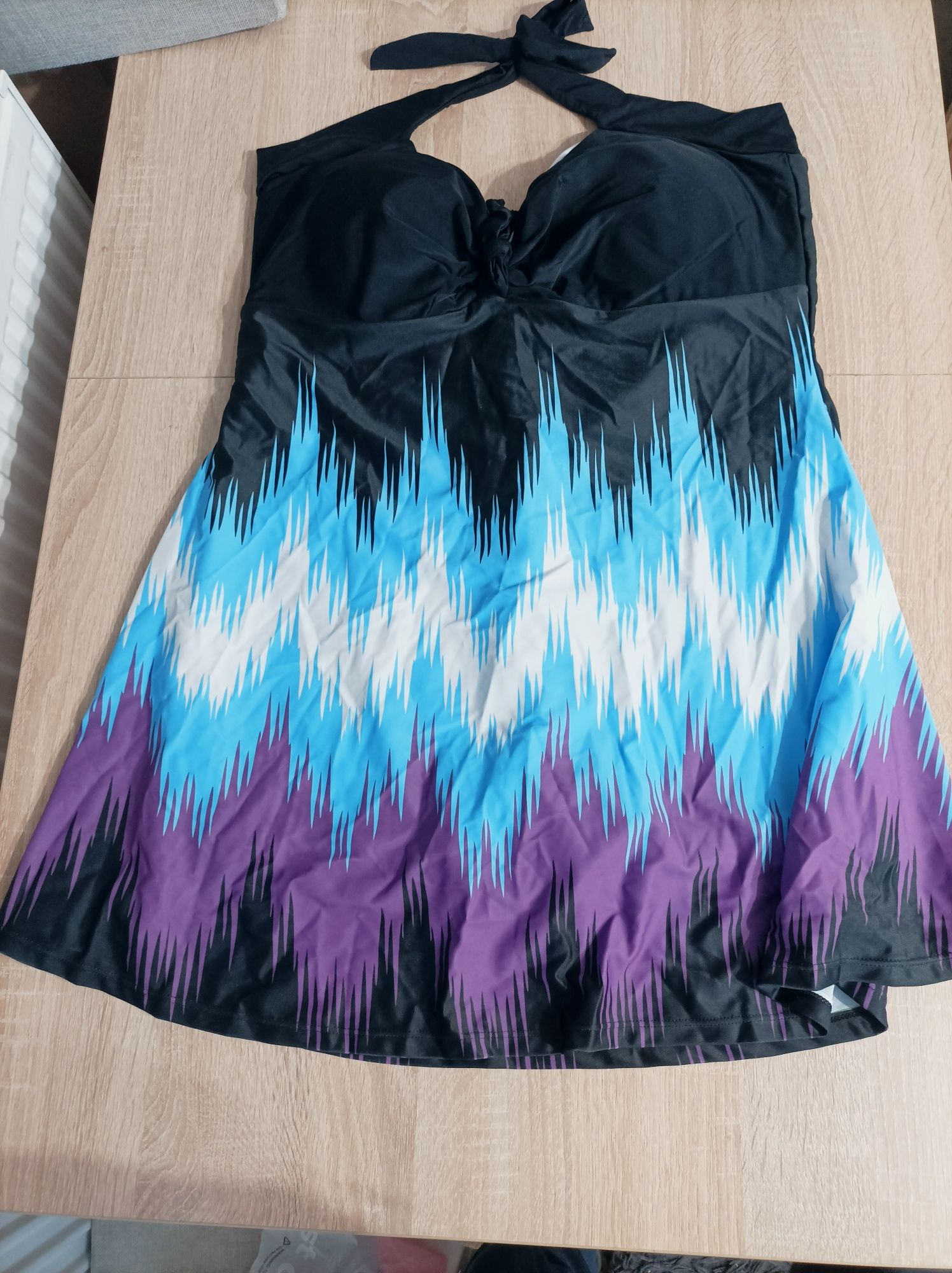 Oamenxi, kostium kąpielowy, plus size, modelujący z szortami, czarny,