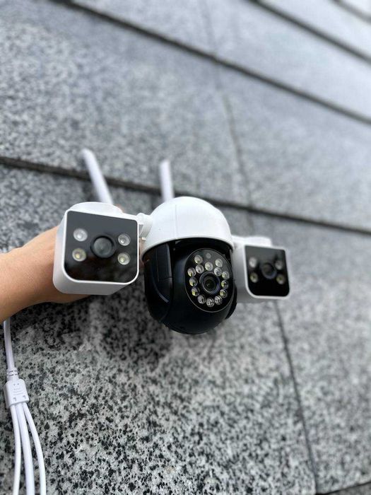 Wifi уличная тройная Камера видеонаблюдения поворотная V380 PRO вайфай