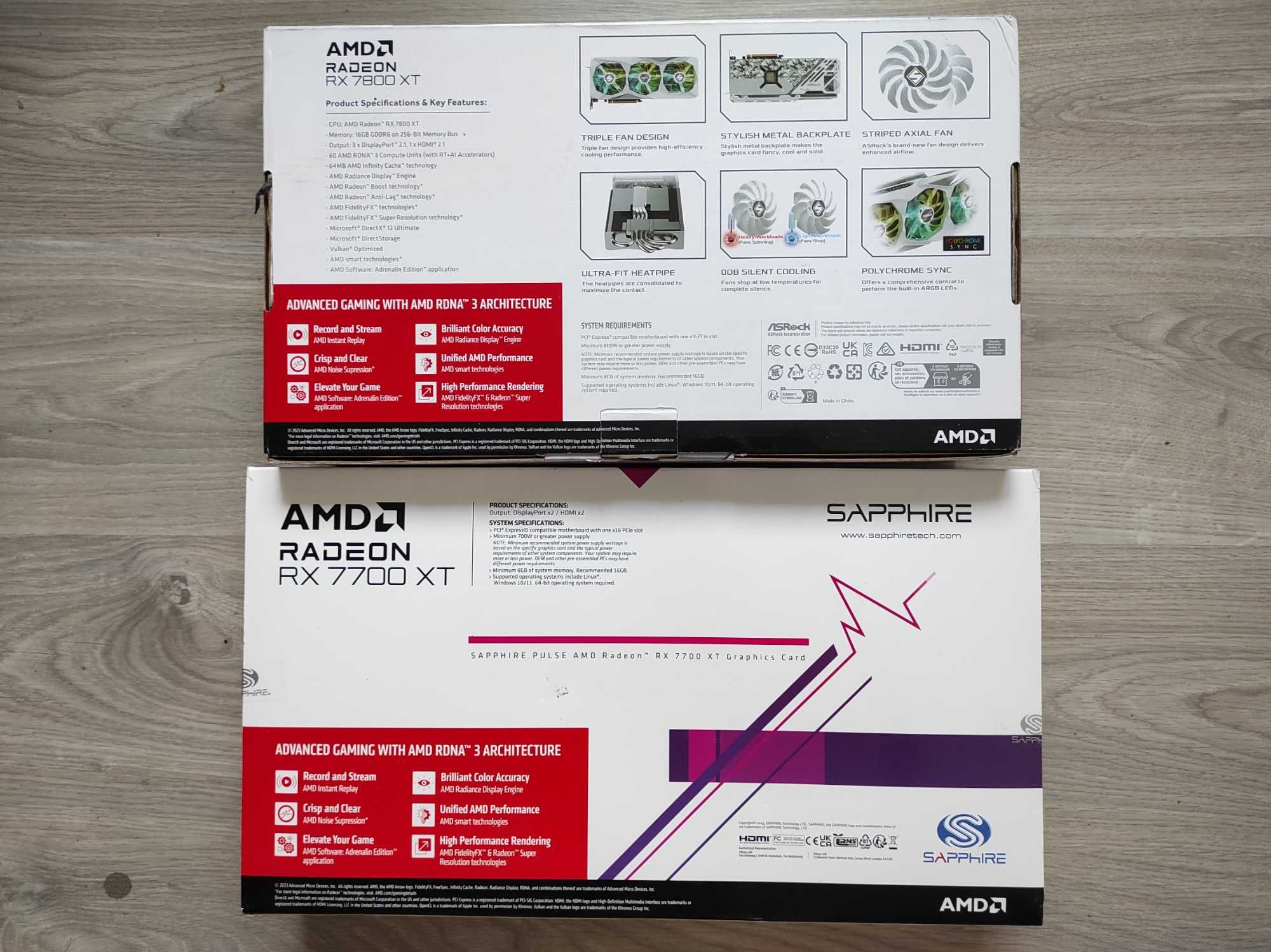 Коробка від відеокарти AMD RX 7700 XT та RX 7800 XT