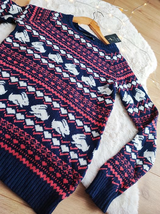 Nowy jakościowy sweterek damski XS wełna wiskoza z metką