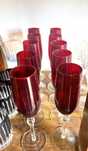 10 copos champanhe, cristal vermelho