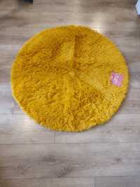 Nowy żółty dywan puszysty Shaggy 90 cm