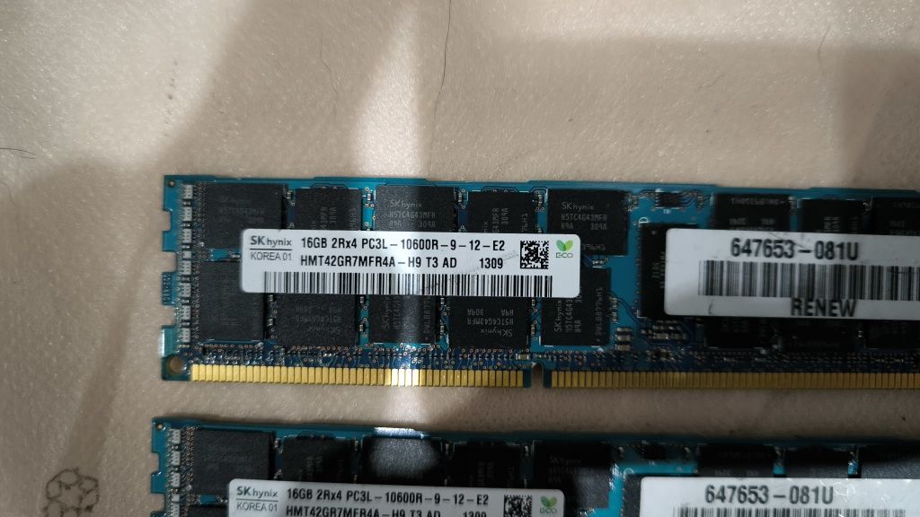 4x Pamięć RAM DDR3 2Rx4 16GB PC3L 10600R HMT42GR7MFR4A serwerowa