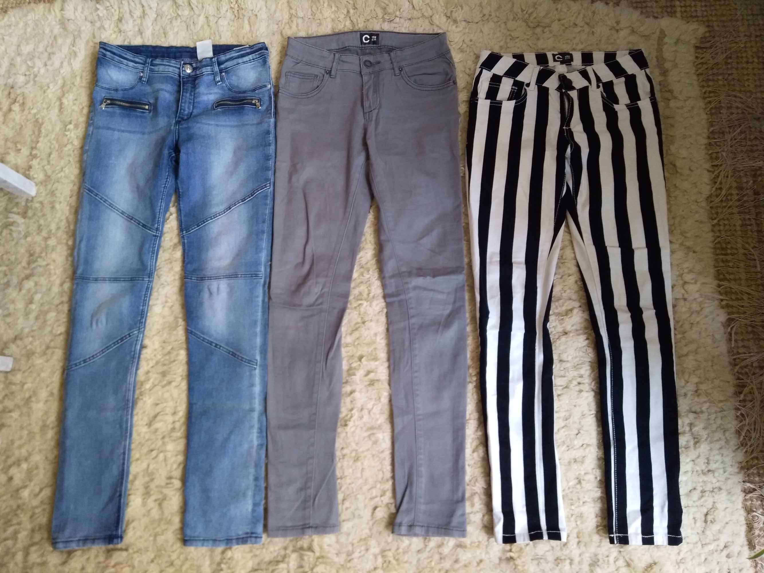 Zestaw trzech par spodni dla nastolatki 152 cm 12 l dziewczęce jeansy