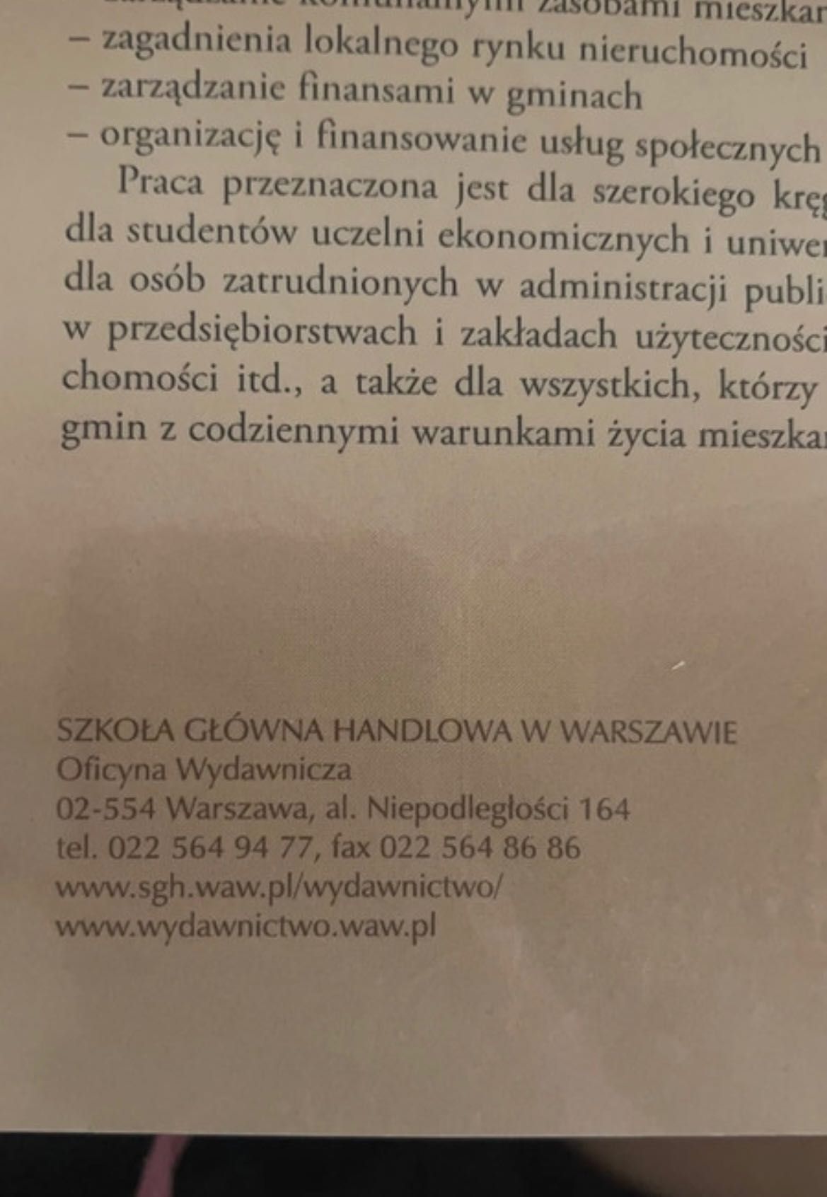 Zarządzanie gospodarka i finansami gminy SGH