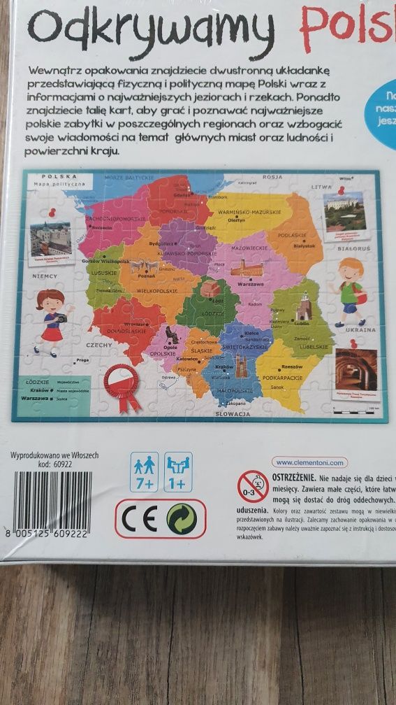 Nowe Puzzle Odkrywamy Polskę Clementoni Puzzle dwustronne mapa Polski