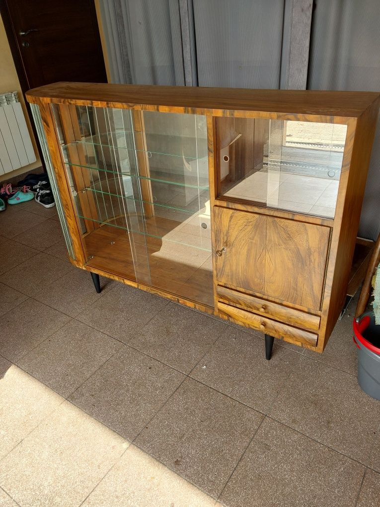 Kredens prl nadstawka witryna szafka wisząca art deco