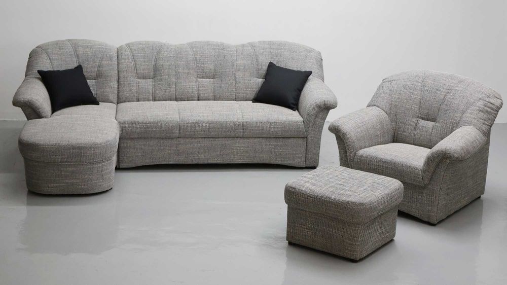 TŁN Narożnik funkcja spania fotel PUFA szary rozkładana rogówka salon