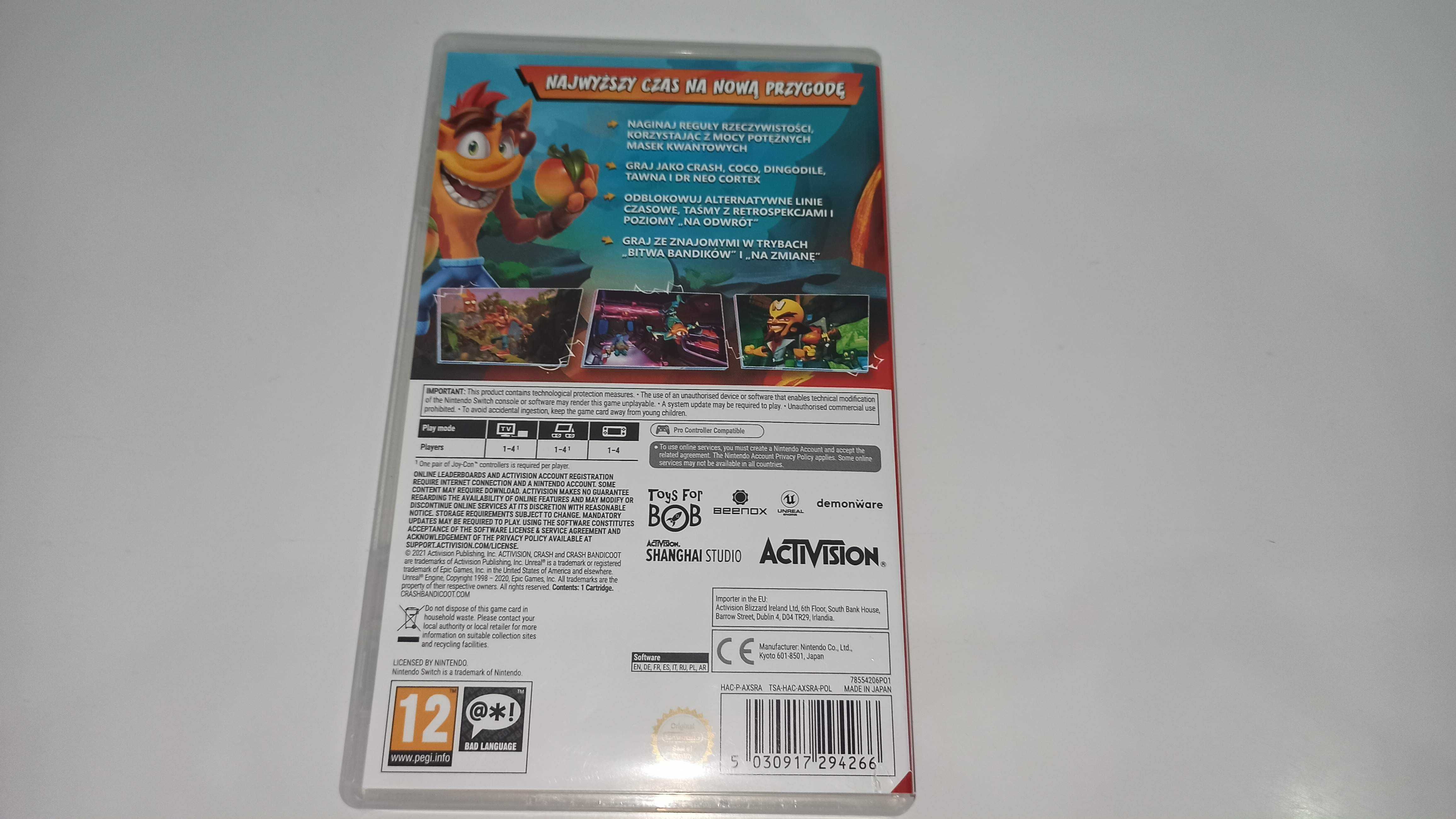 nintendo switch CRASH BANDICOOT 4 NAJWYŻSZY CZAS po polsku