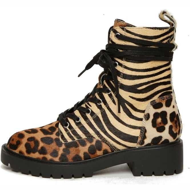 Steve Madden Grid trapery z Naturalnego Futra SKÓRA Animal Print