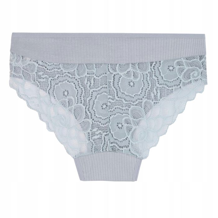 Figi Majtki Damskie Prążkowane Koronkowym Tyłem 3-Szt Kolorowe Moraj M