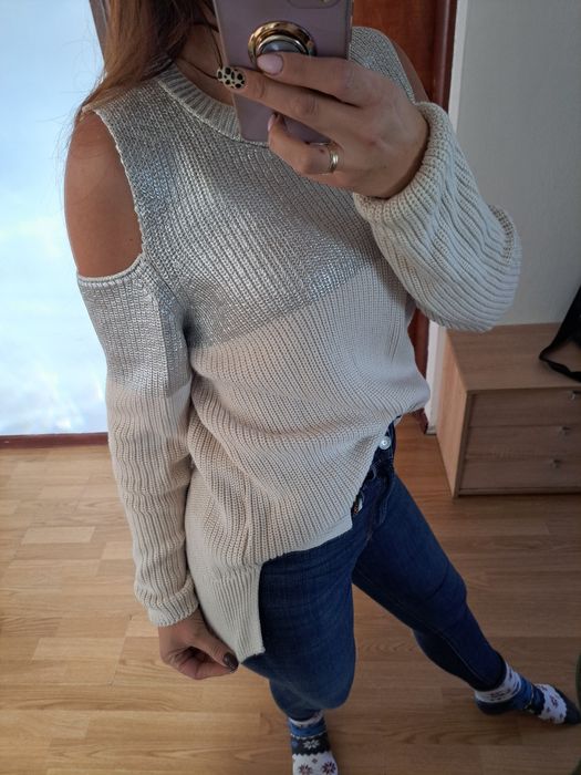 Sweterek srebrna nitka L Xl