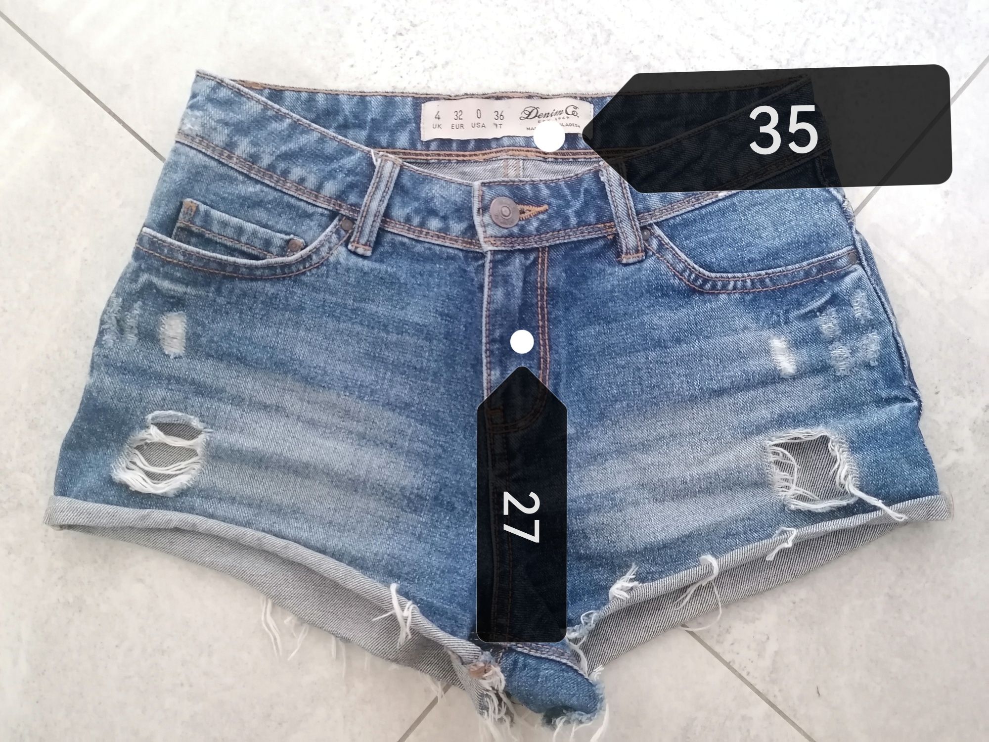 Szorty spodenki Denim Co jeansowe wycierane dziury 36 S