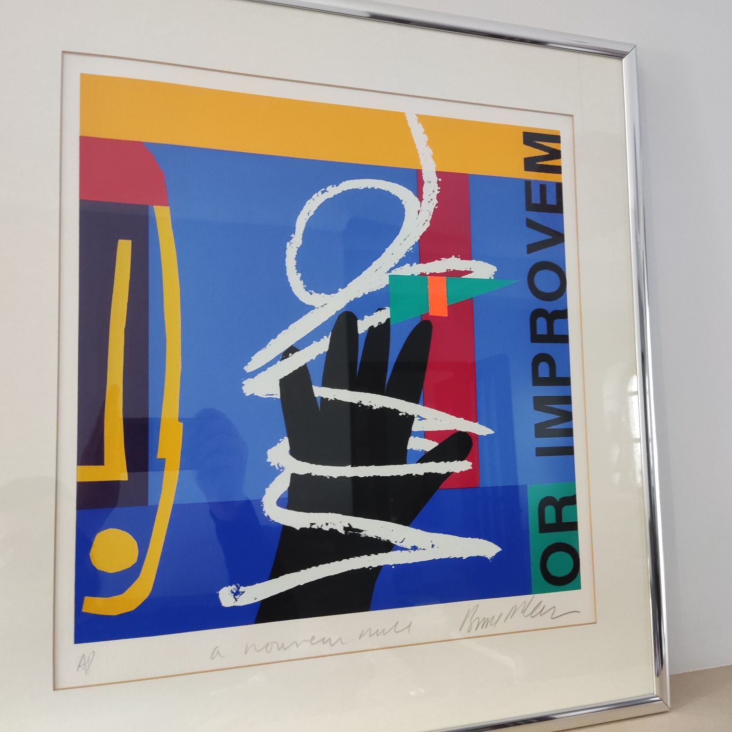 Bruce Mclean - Serigrafia "À Nouveau Niche" (Prova Autor) com moldura