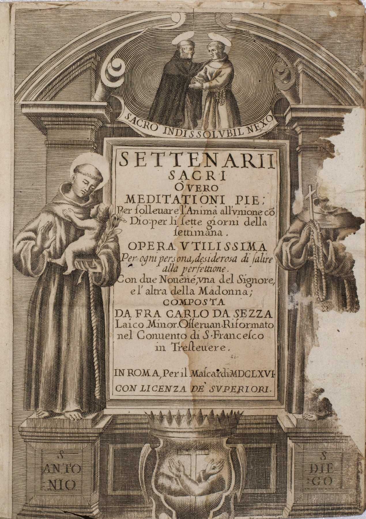 RARA 1.ª edição do Séc. XVII escrita pelo Santo Carlos de Sezze. 1666.