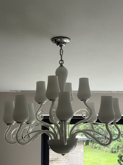 Żyrandol ITALUX Lybra 12 biały szklany boho glam elegancki nowy