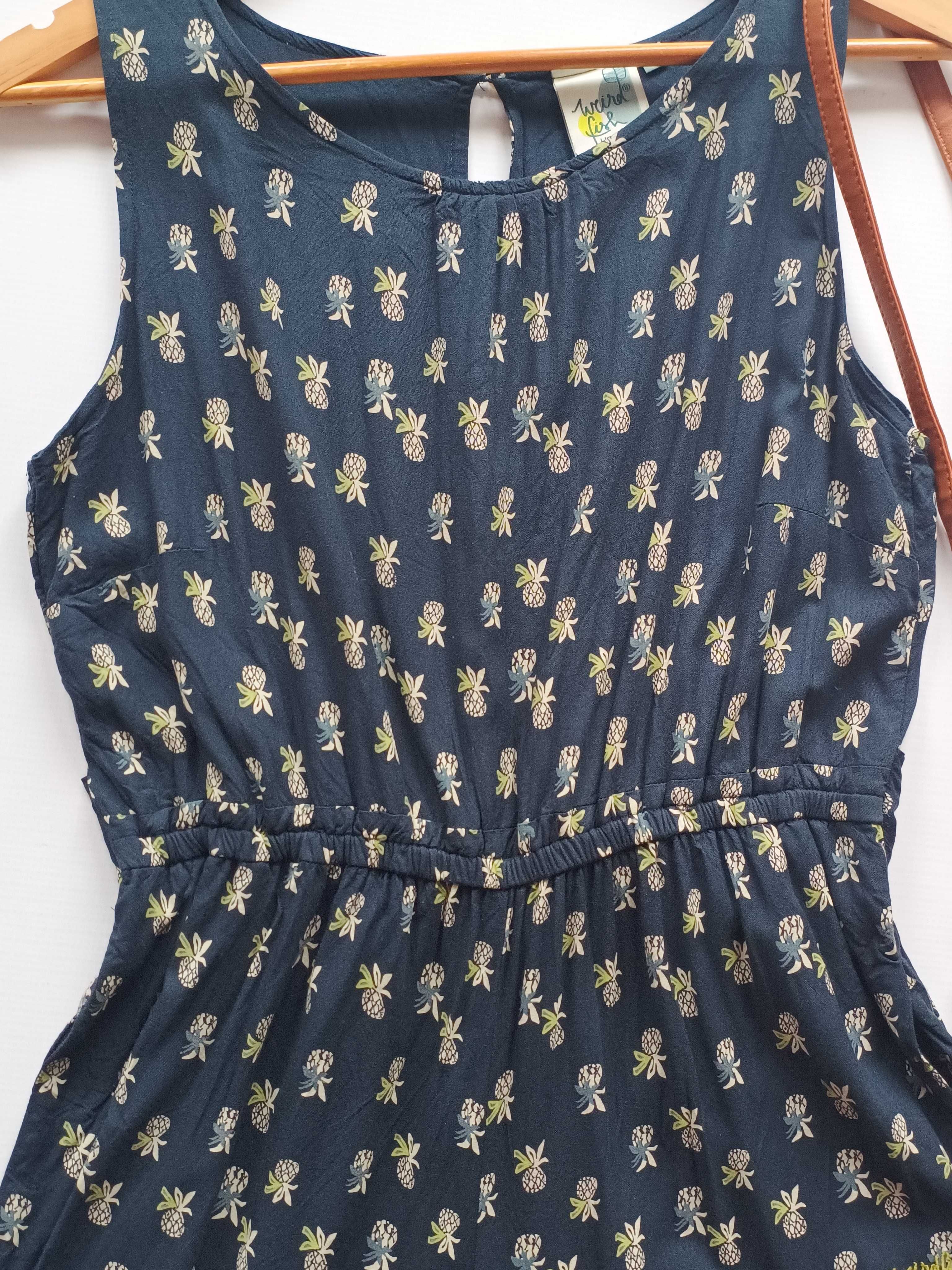 Granatowy kombinezon długi do kostek  100% wiskoza Weird Fish 40 L