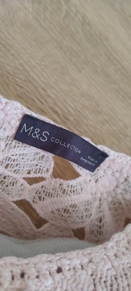 Letni, dzianinowy sweter z koronkowymi plecami,100% bawełna
