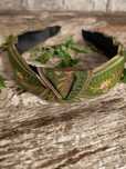 Opaska do włosów Boho/Ethnic haftowana, Floral/Green