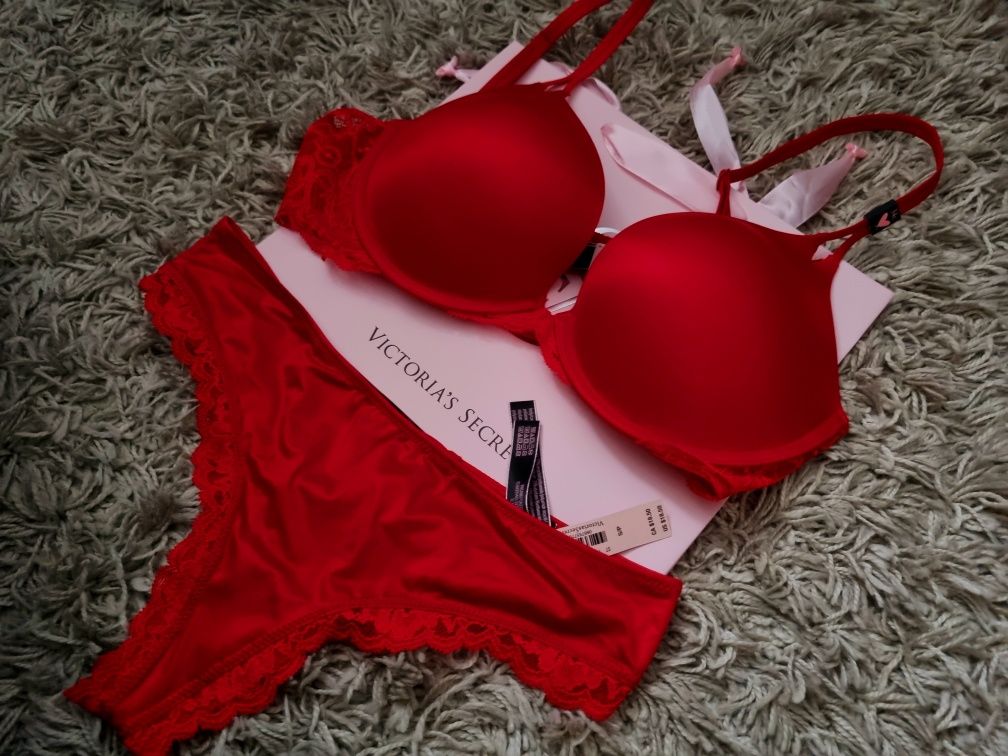 Biustonosz i majtki Victoria's secret rozmiar 75 C push up i majtki S