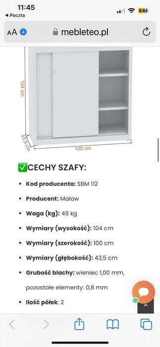Nowa szafa RODO z drzwiami przesuwnymi na zamek na klucz