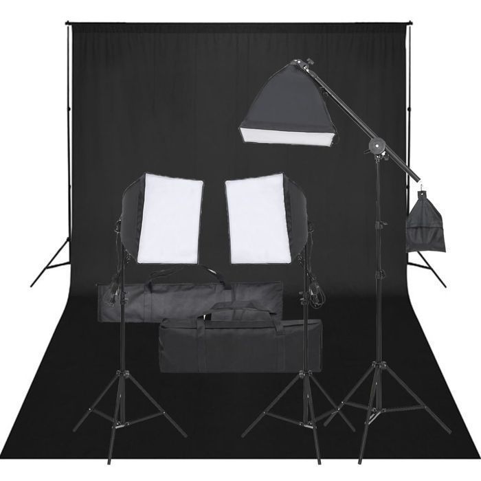 Vidaxl Fotograficzny Zestaw Studyjny Z Lampami I Tłem