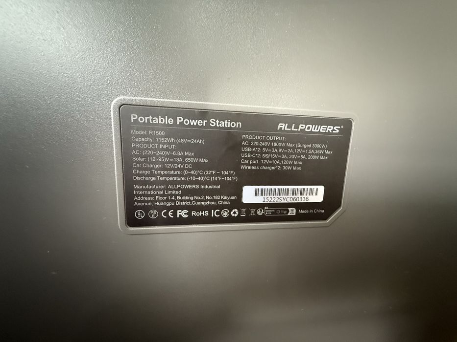 Зарядна станція Allpowers R1500 1152wh 1800w lifepo4