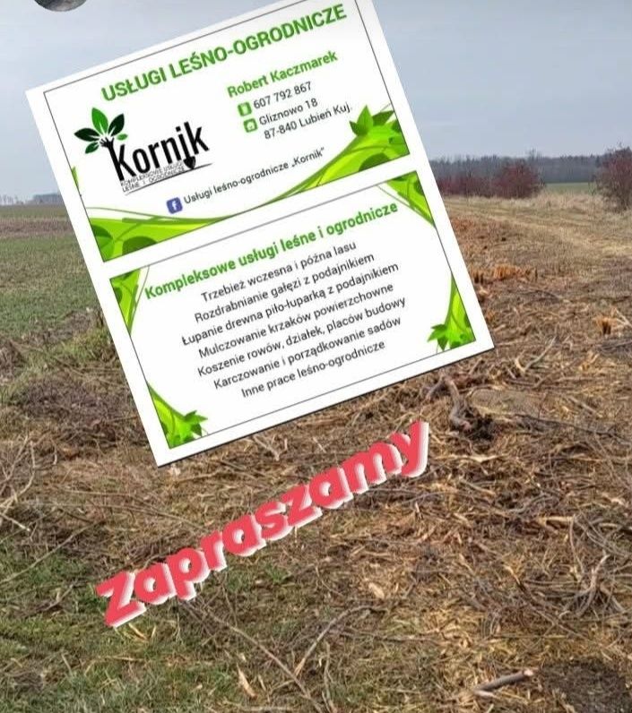 Koszenie działek Mulczowanie nieużytków  łąk zakrzaczenia ziemia torfo