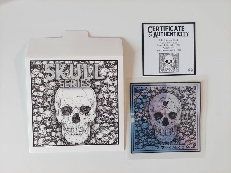 Срібна монета 1 унція у формі пластини, Камерун 2025 - Ангели смерті