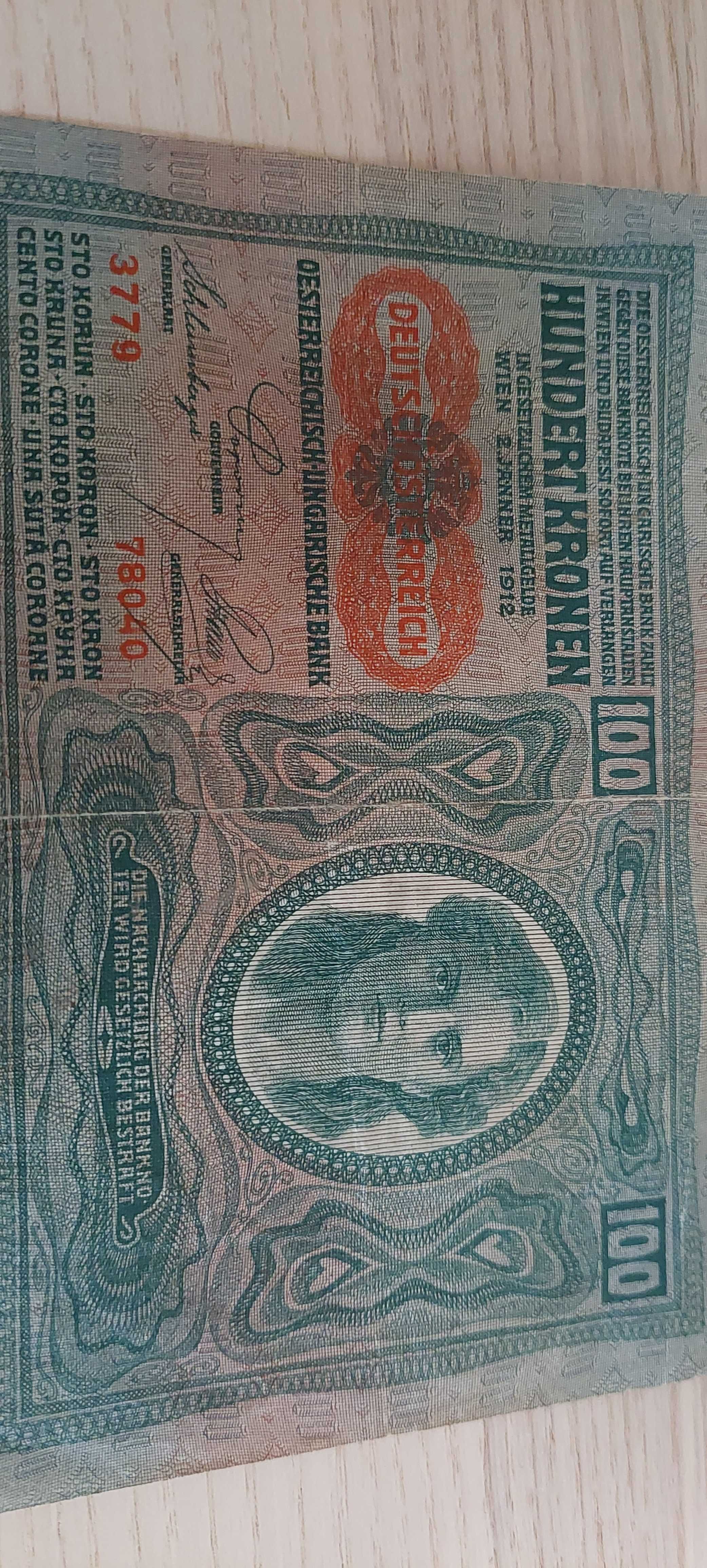 Banknot 100 koron austro węgierskich z 1912 roku