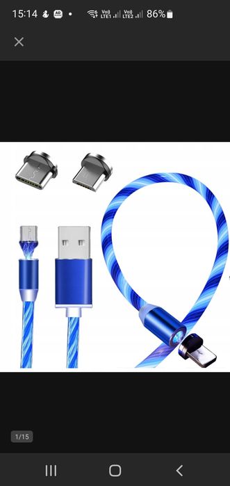 Kabel magnetyczny świecący kabel 2w1 IPHONE USB-C