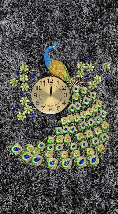 Luxuoso Relógio de Parede Rústico Pavão
