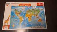 Puzzle mapa świata 104 elementy,  trefl