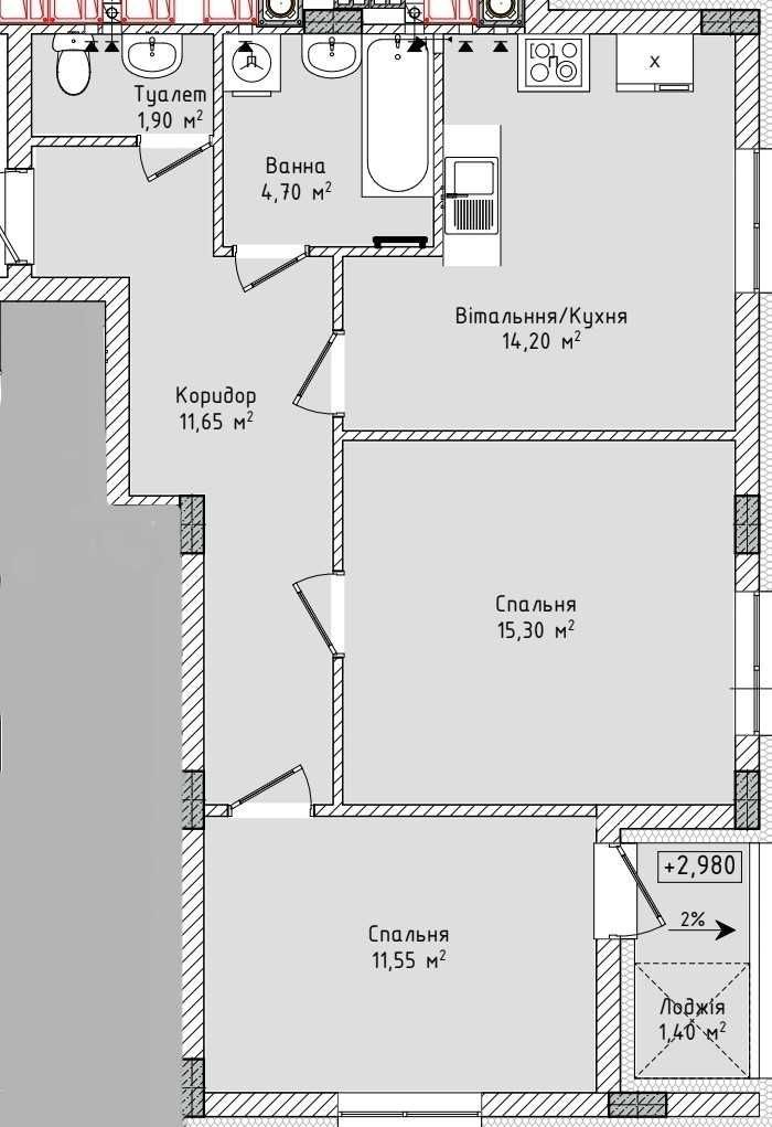 Продаж 2 кім квартира 60.70 м2, ЖК вул. Рубчака, с.Солонка Карпатбуд