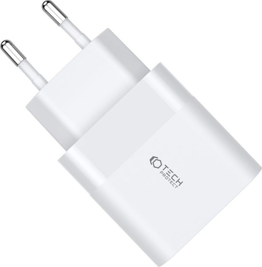 Szybka ładowarka sieciowa USB + USB Typ C 30W PD QC 3.0 Tech-Protect