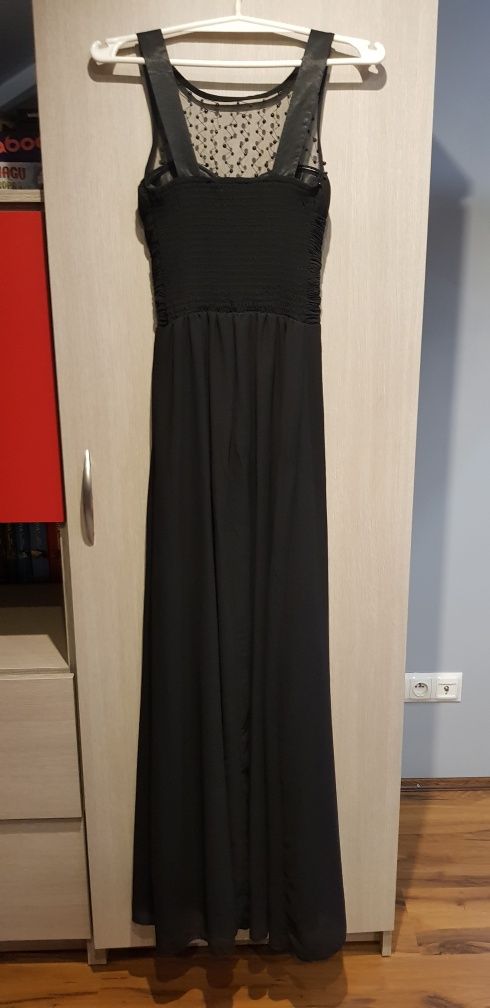 Czarna sukienka długa 36 S