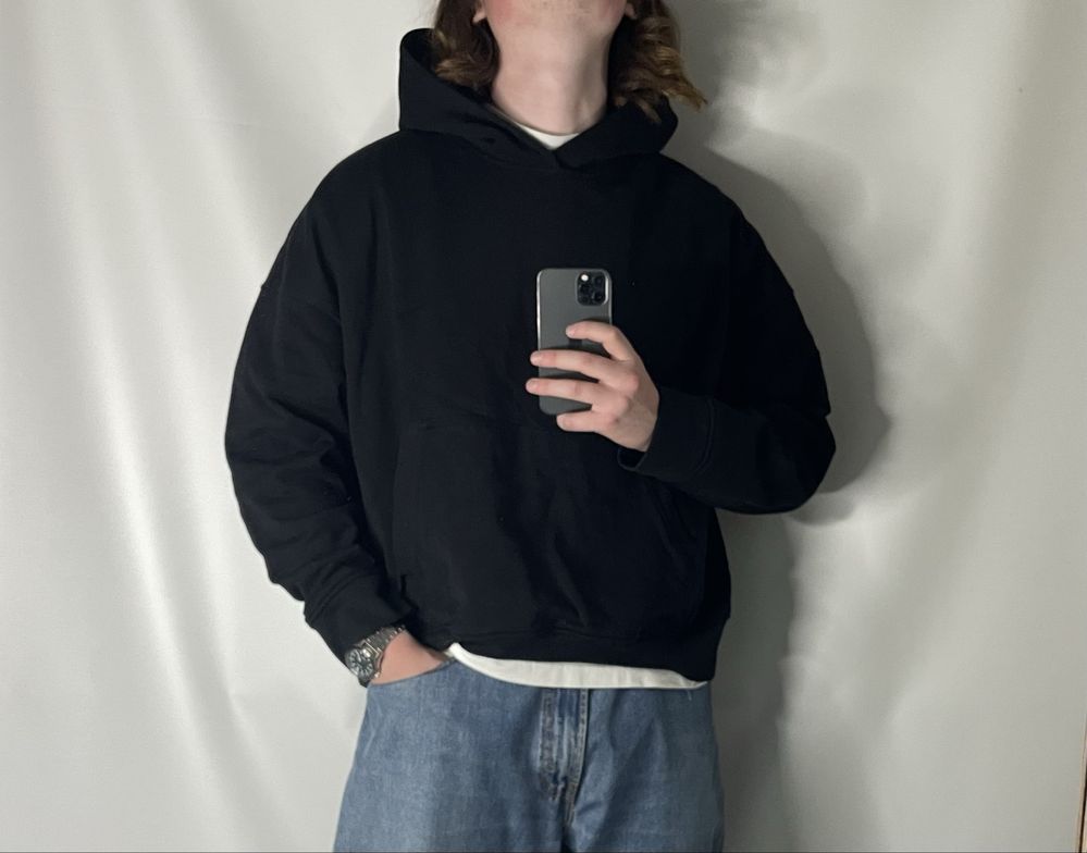 Базовий оверсайз худі чорний Baggy Oversized Hoodie худи худак yzy y3