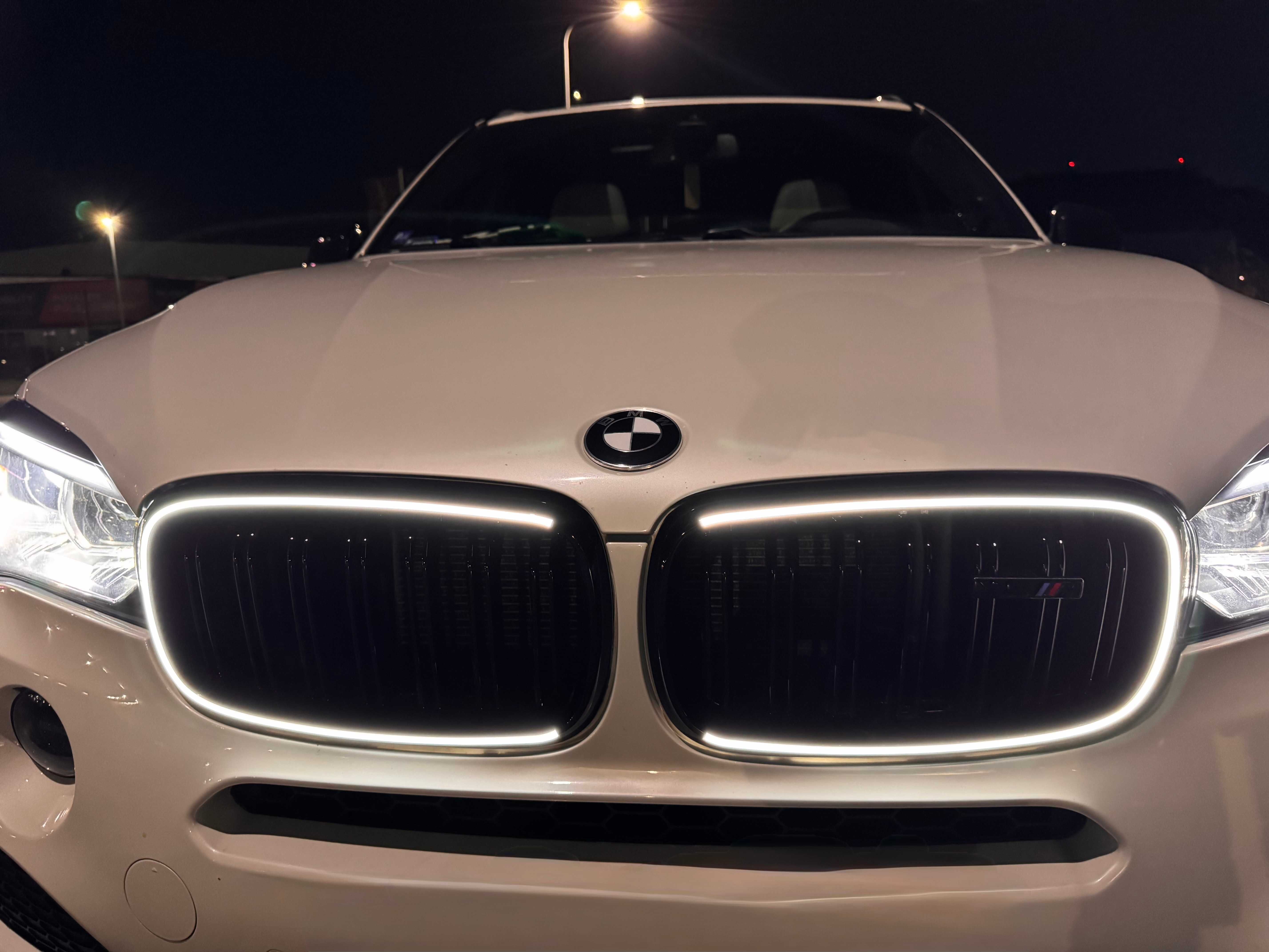 Atrapa LED światło Nerki Grill Kratka Połysk Czarna do BMW X5 F15 X6