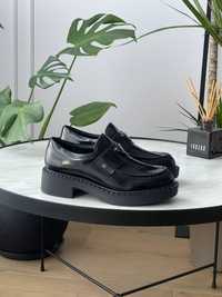 Жіночі лофери Prada Platform Leather Loafers Black