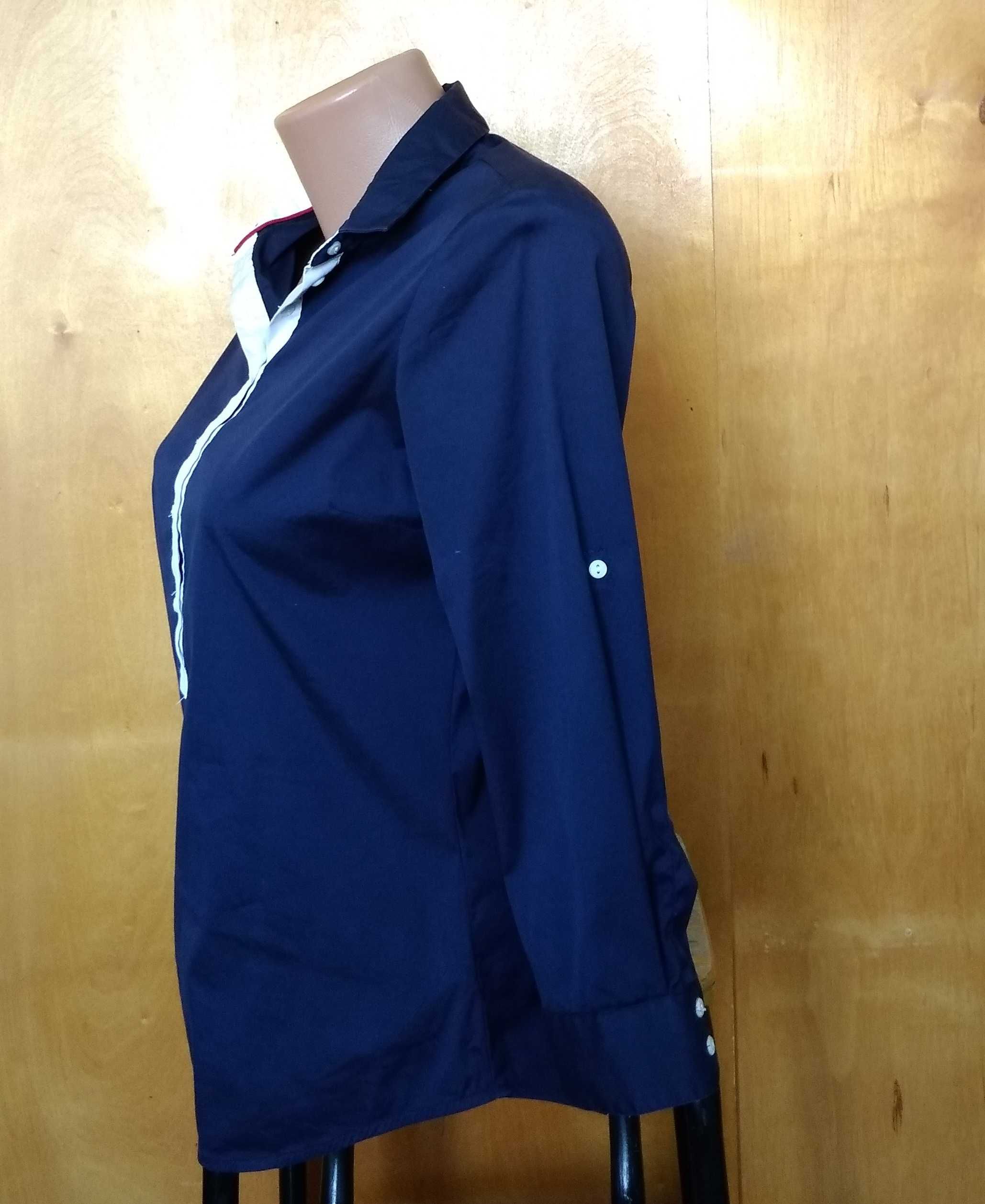 р 8-10 / 42-44-46 фирменная синяя блуза блузка рубашка хлопок ZARA