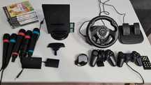 Konsola Playstation 2 PS2 - kierownica, singstar, zestaw gier
