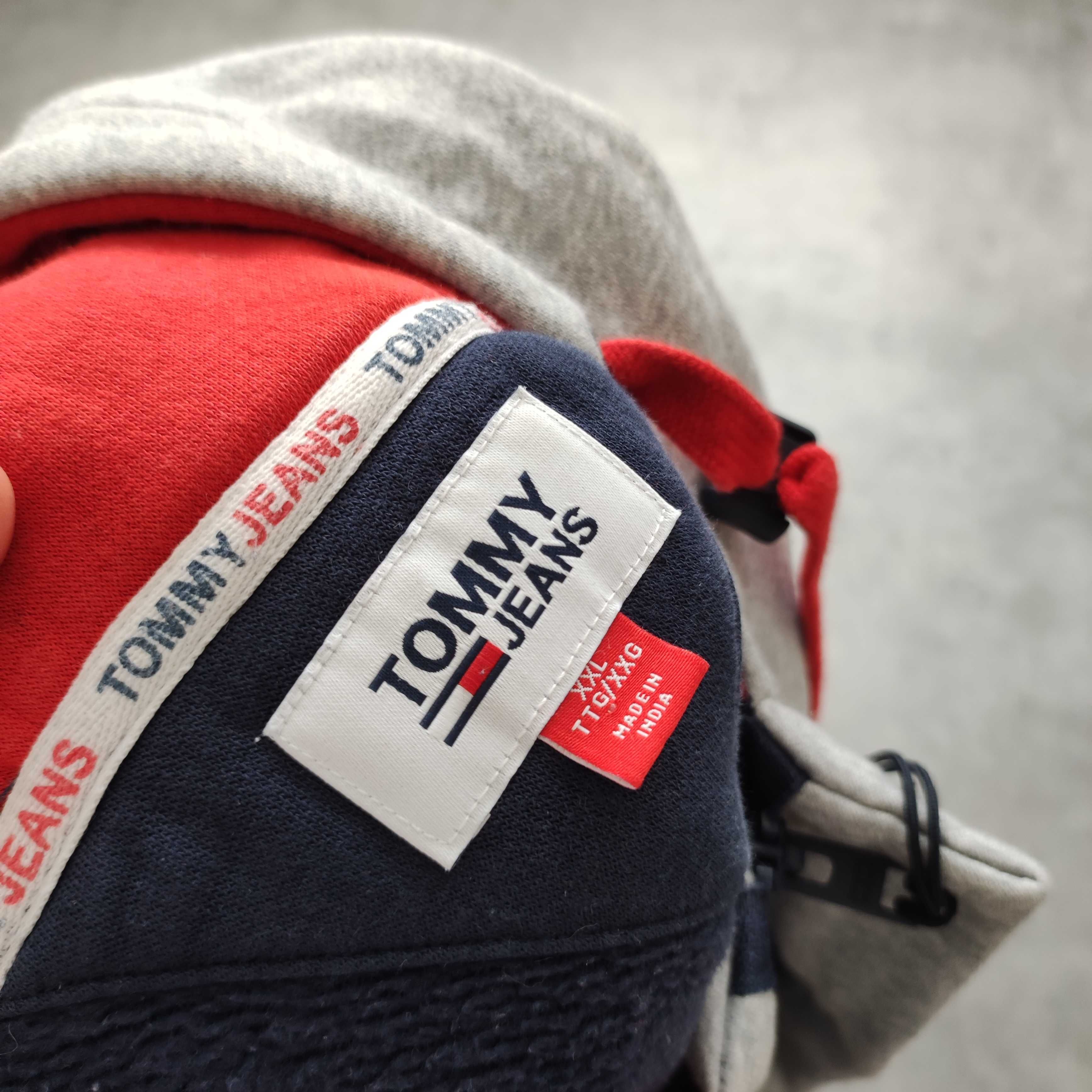 MĘSKA Bluza Size+ z Kapturem Suwak Tommy Hilfiger Haft Logo Bawełna