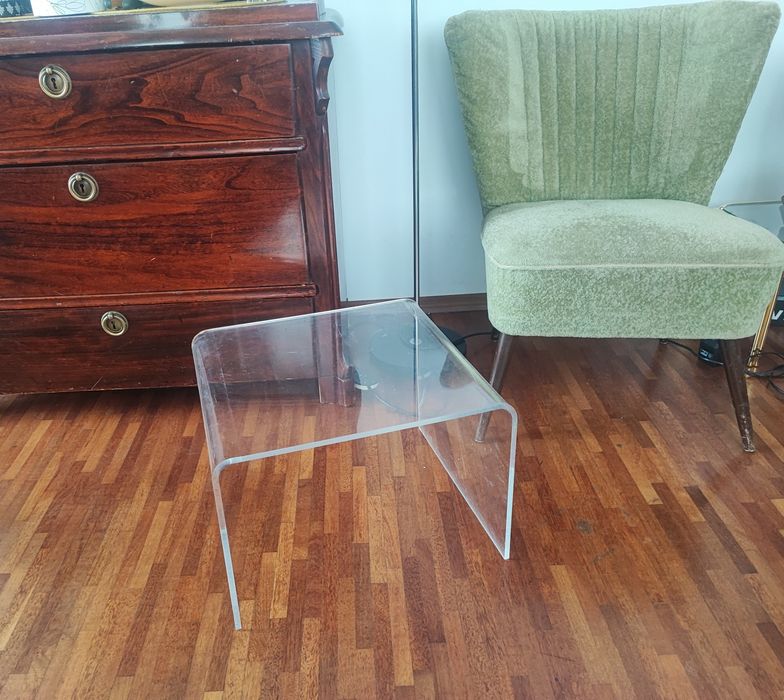 Stolik pleksi akrylowy lata 70, vintage, loft, design
