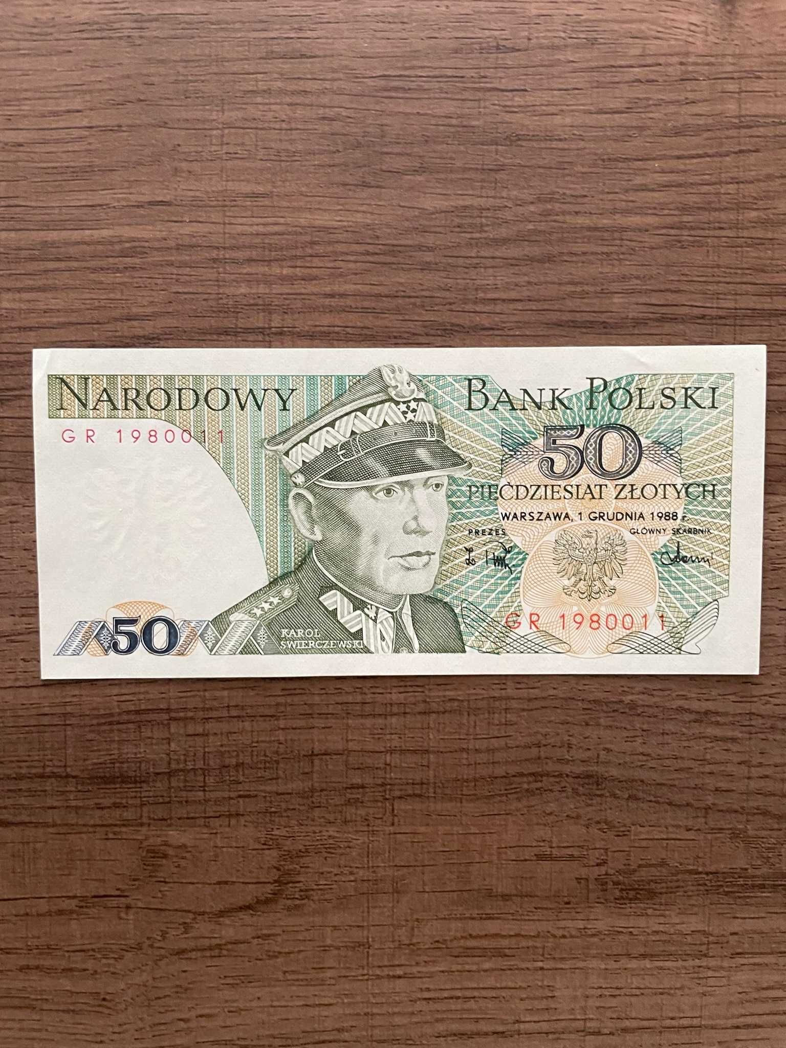 Banknot 50zł z 1988r NIE UŻYWANY jak nowy GR19,800,11